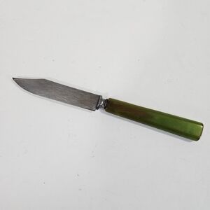 Vintage '30s Avacado Green Marbled Ombre Bakelite Stainless Steel Pairing Knife